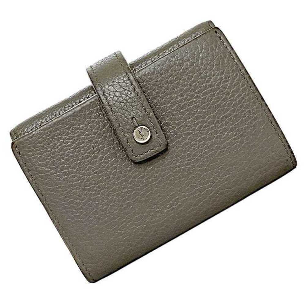 Saint Laurent Paris Trifold Wallet Snap Closure Compact Leather Accessory Gray